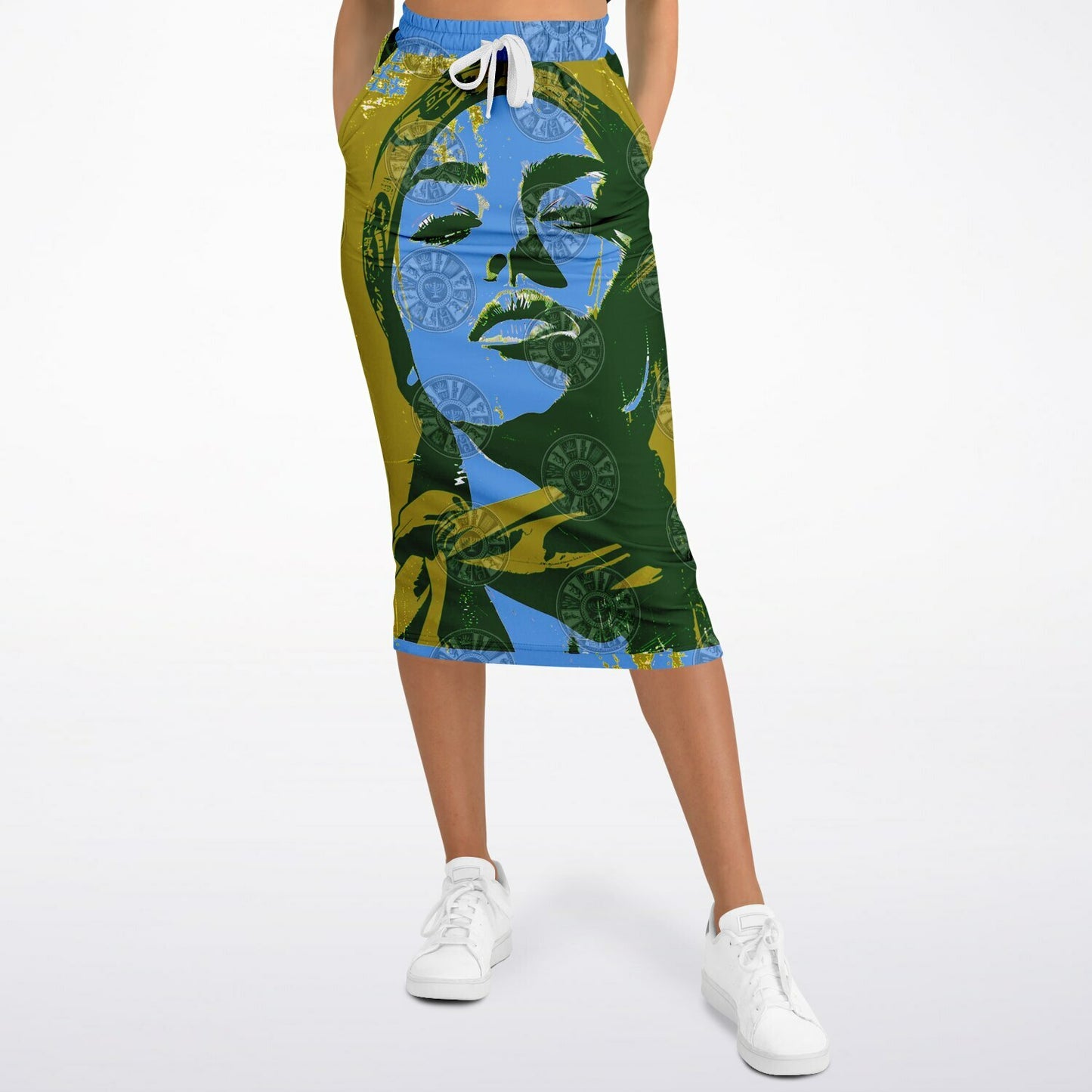 We Are Israel Green Lantern Fashion Long Pocket Skirt Sky Blue
