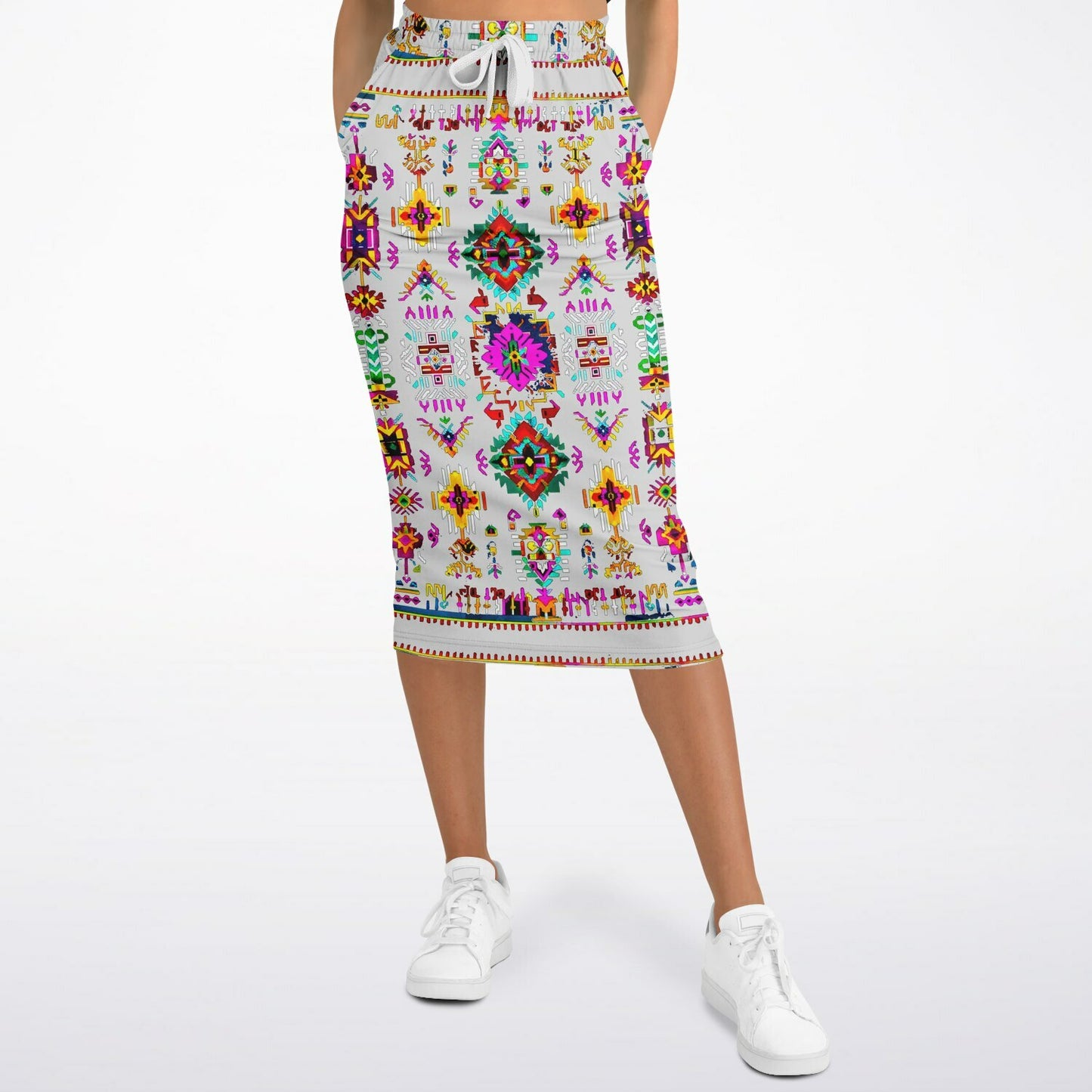 We Are Israel Tribal Fusion Fashion Long Pocket Skirt Grey