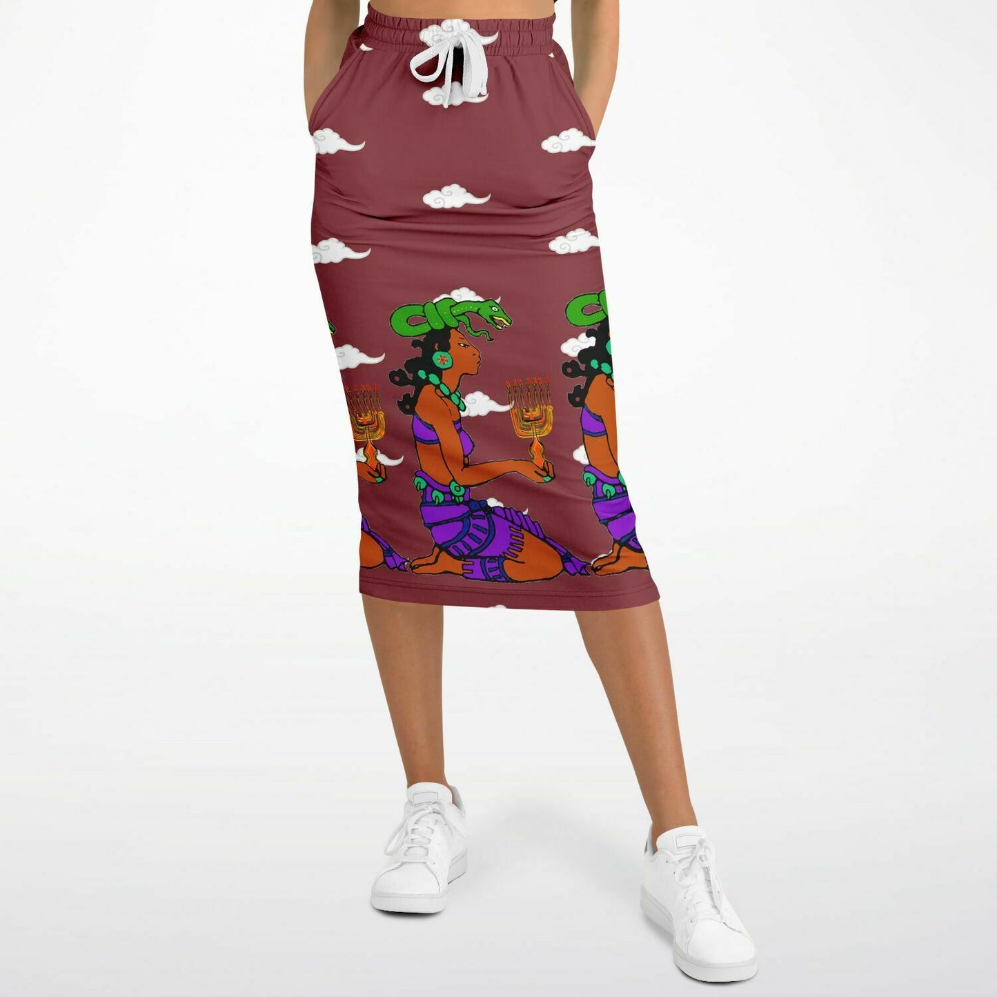 Northern Kingdom Princess Fashion Long Pocket Skirt Wine Red