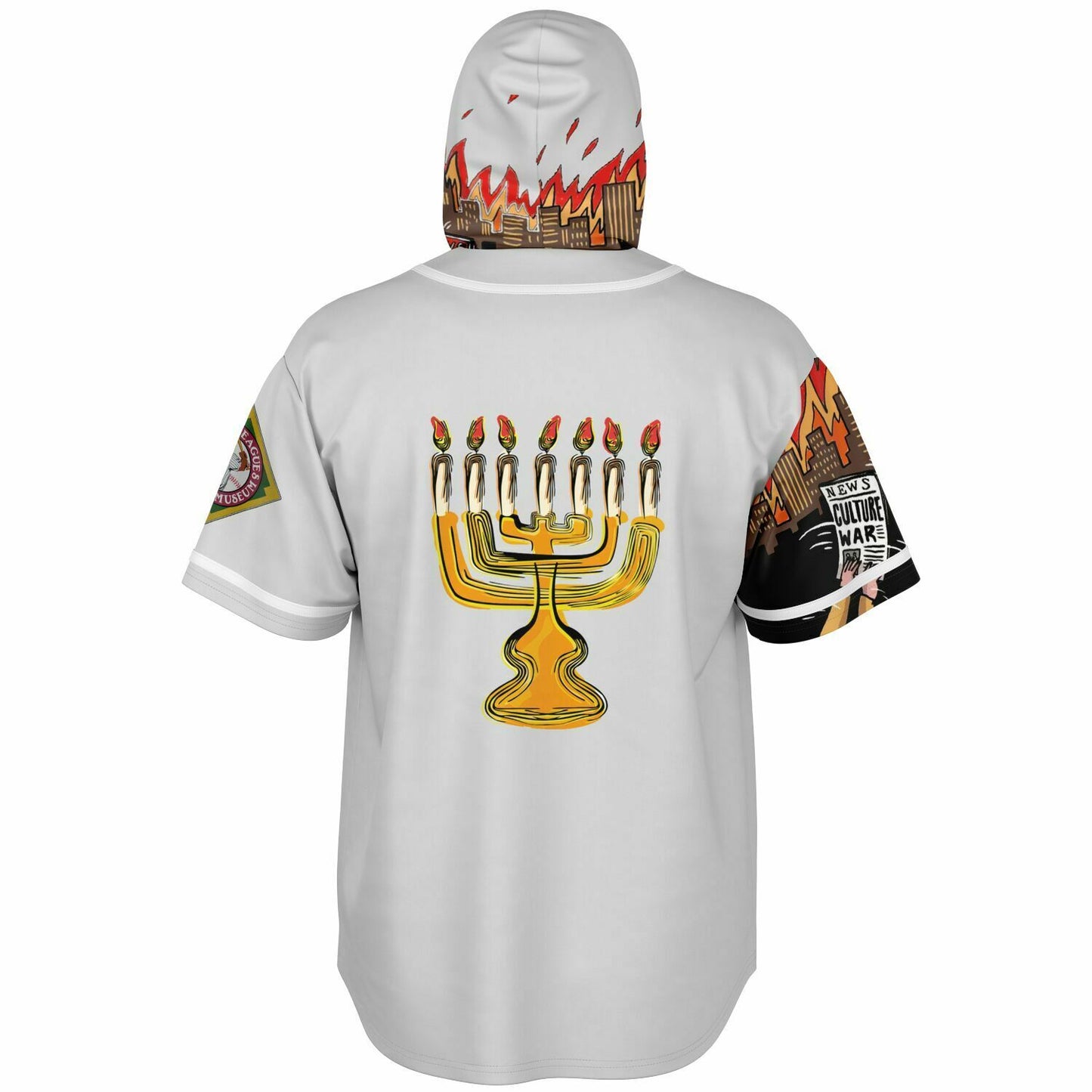 House Of Joseph Co News Flash Hooded Baseball Jersey Grey