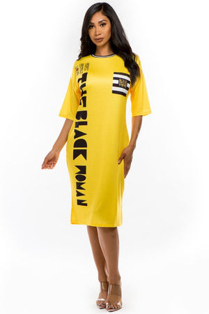 Black Popular Demand Yellow T-SHIRT DRESS