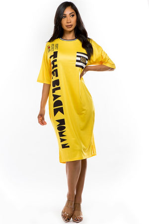 Black Popular Demand Yellow T-SHIRT DRESS