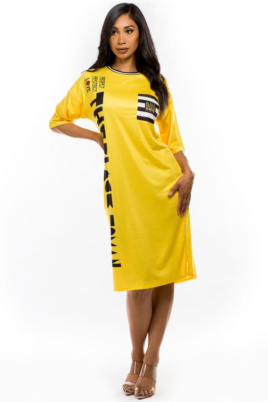 Black Popular Demand Yellow T-SHIRT DRESS