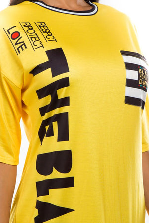 Black Popular Demand Yellow T-SHIRT DRESS
