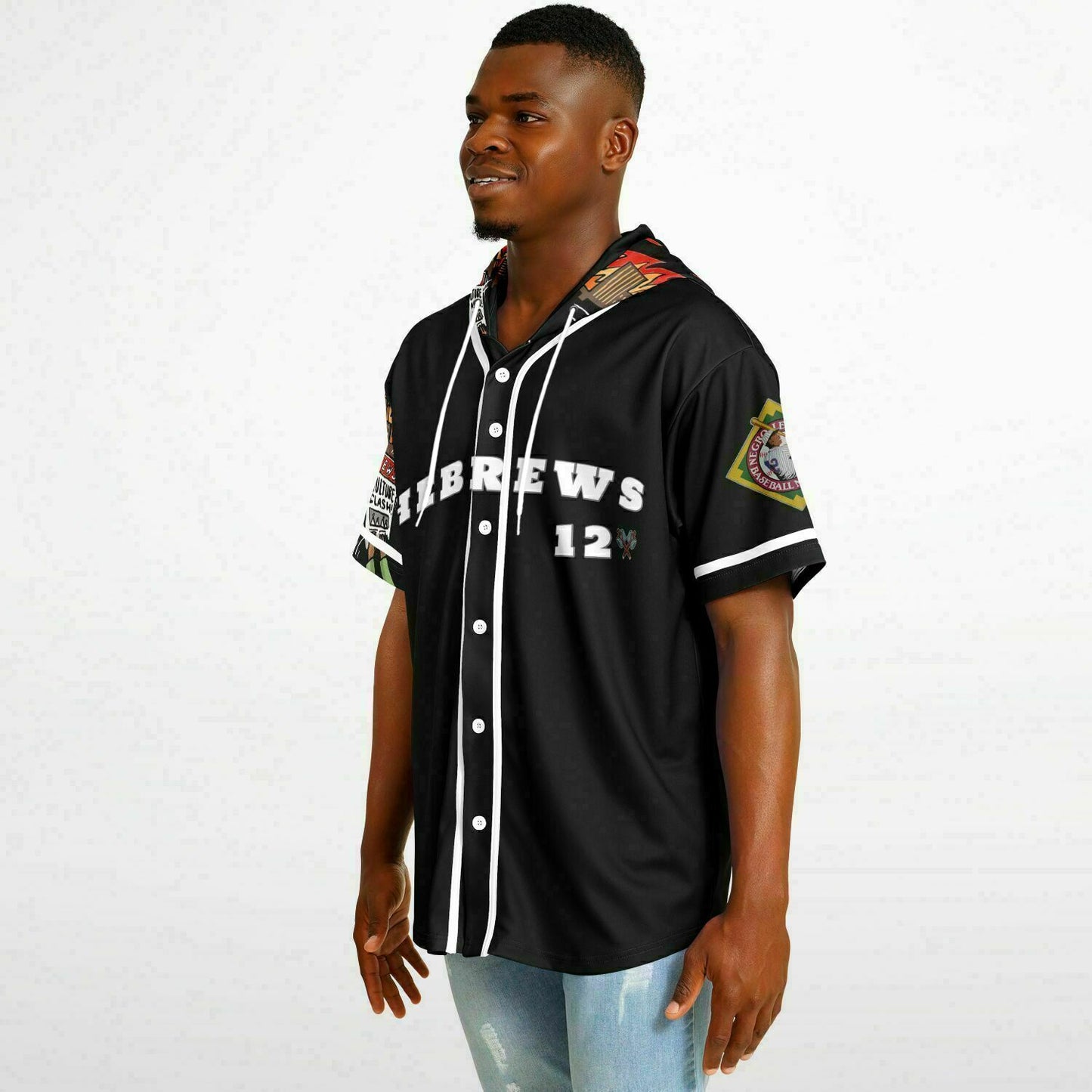 House Of Joseph Co News Flash Hooded Baseball Jersey Black