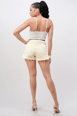 Creme denim short