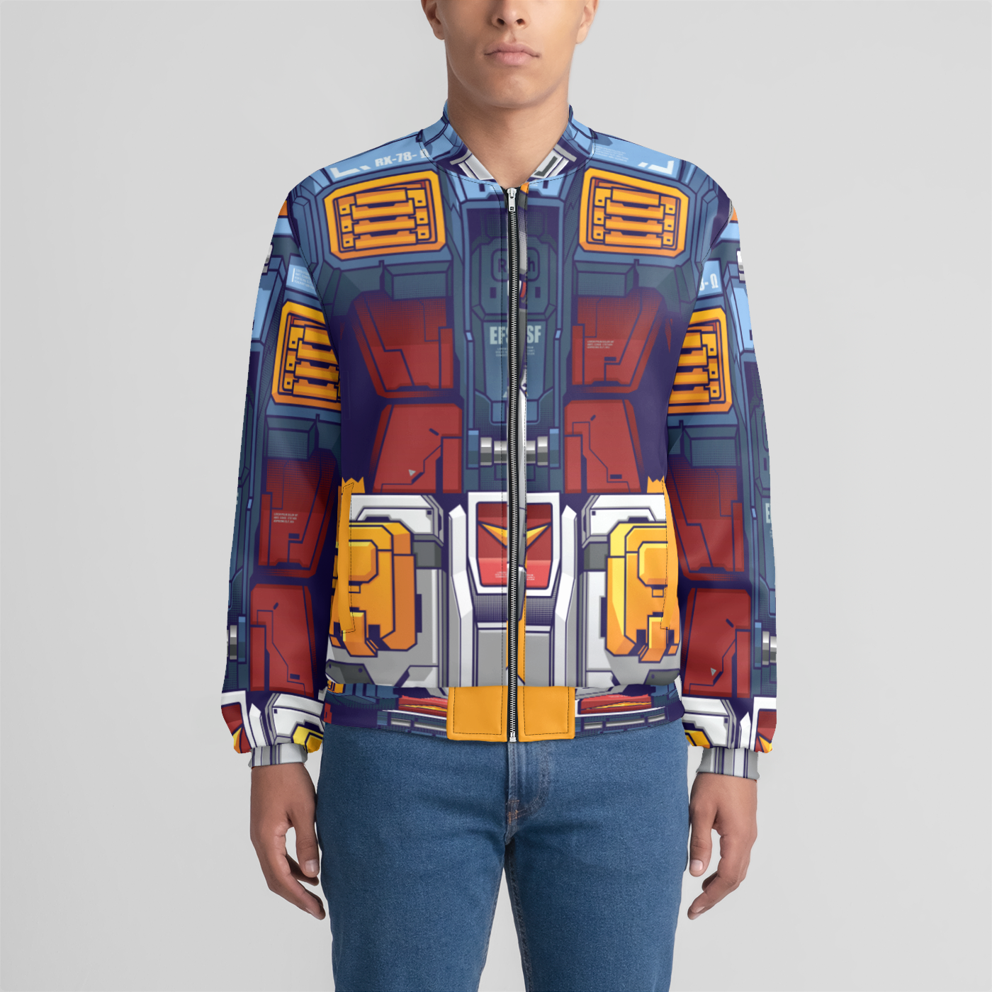 Profound Prototype Anime Gundam RX-78Q Mobile Suit Mens Bomber Jacket