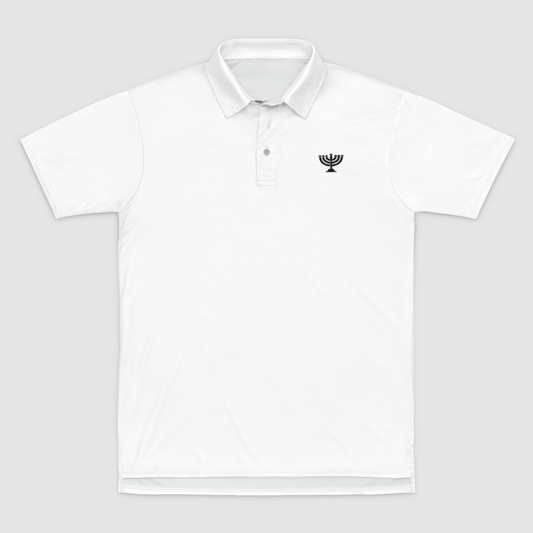 Soft Poloz Digital Stitched White Mens Polo Shirt