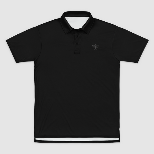 Soft Poloz Digital Stitched Black Mens Polo Shirt