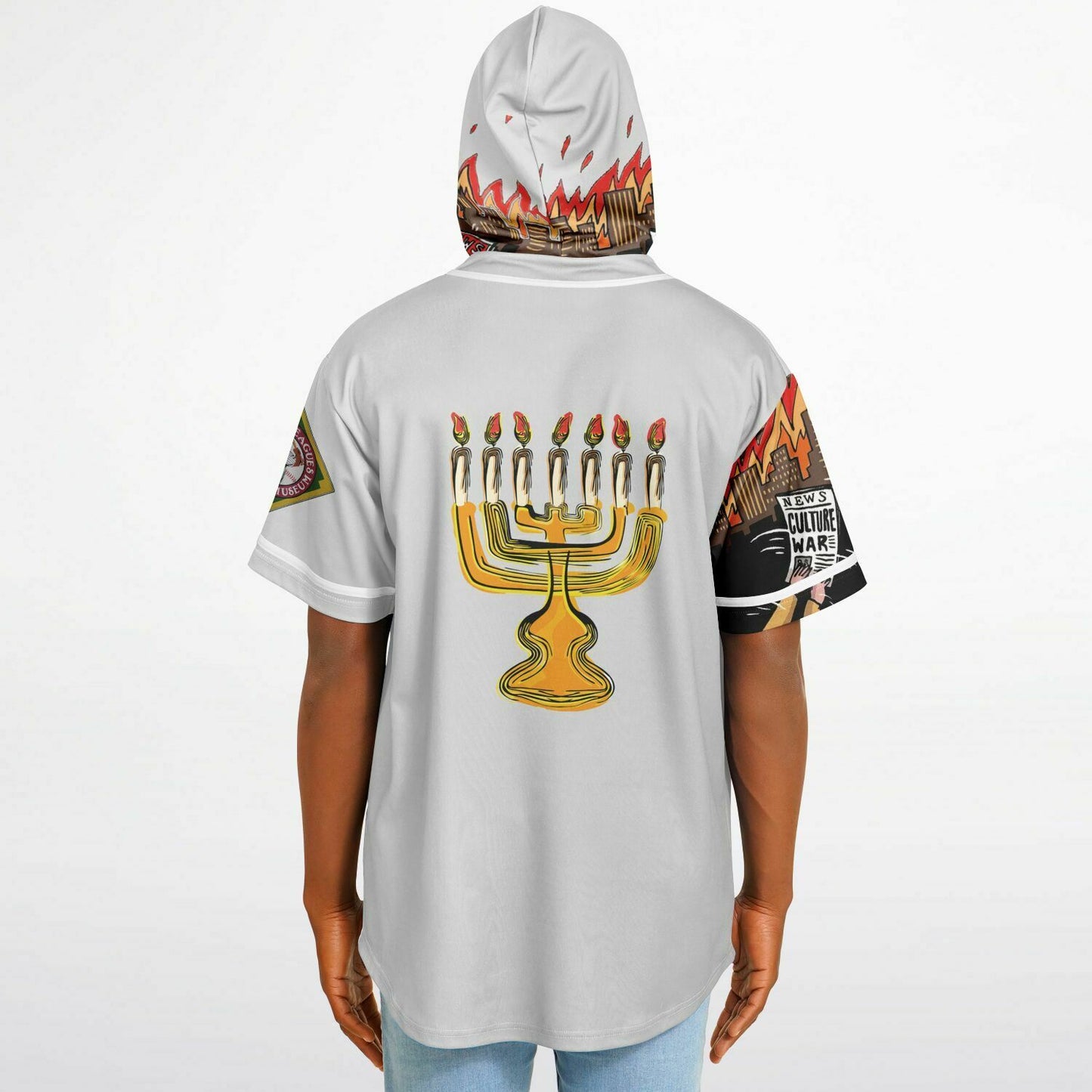 House Of Joseph Co News Flash Hooded Baseball Jersey Grey