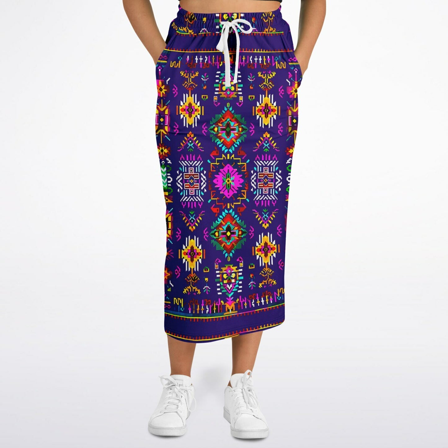 We Are Israel Tribal Fusion Fashion Long Pocket Skirt Royal Purple