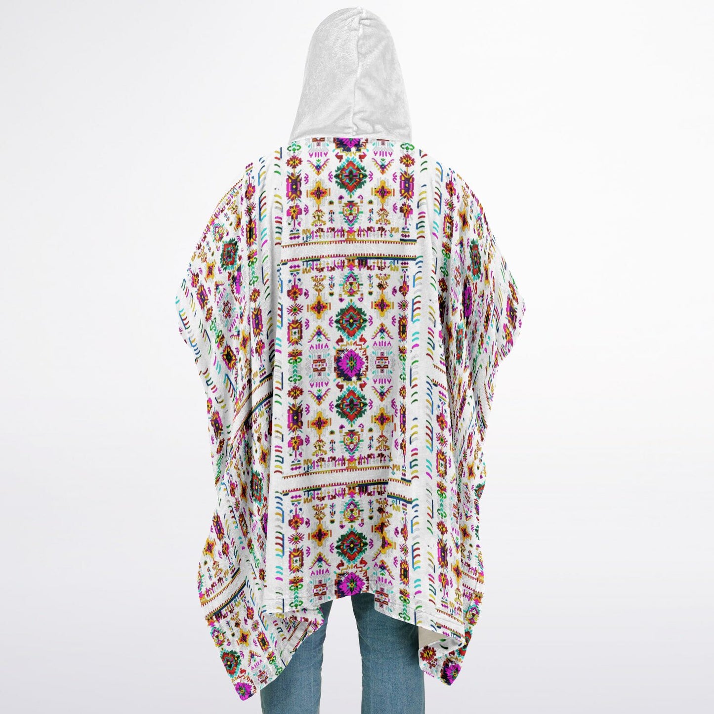 Northern Kingdom Sequence White Flannel Blanket Poncho