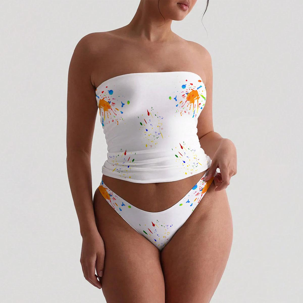 All-Over Print Women's Strapless Tube Top Set