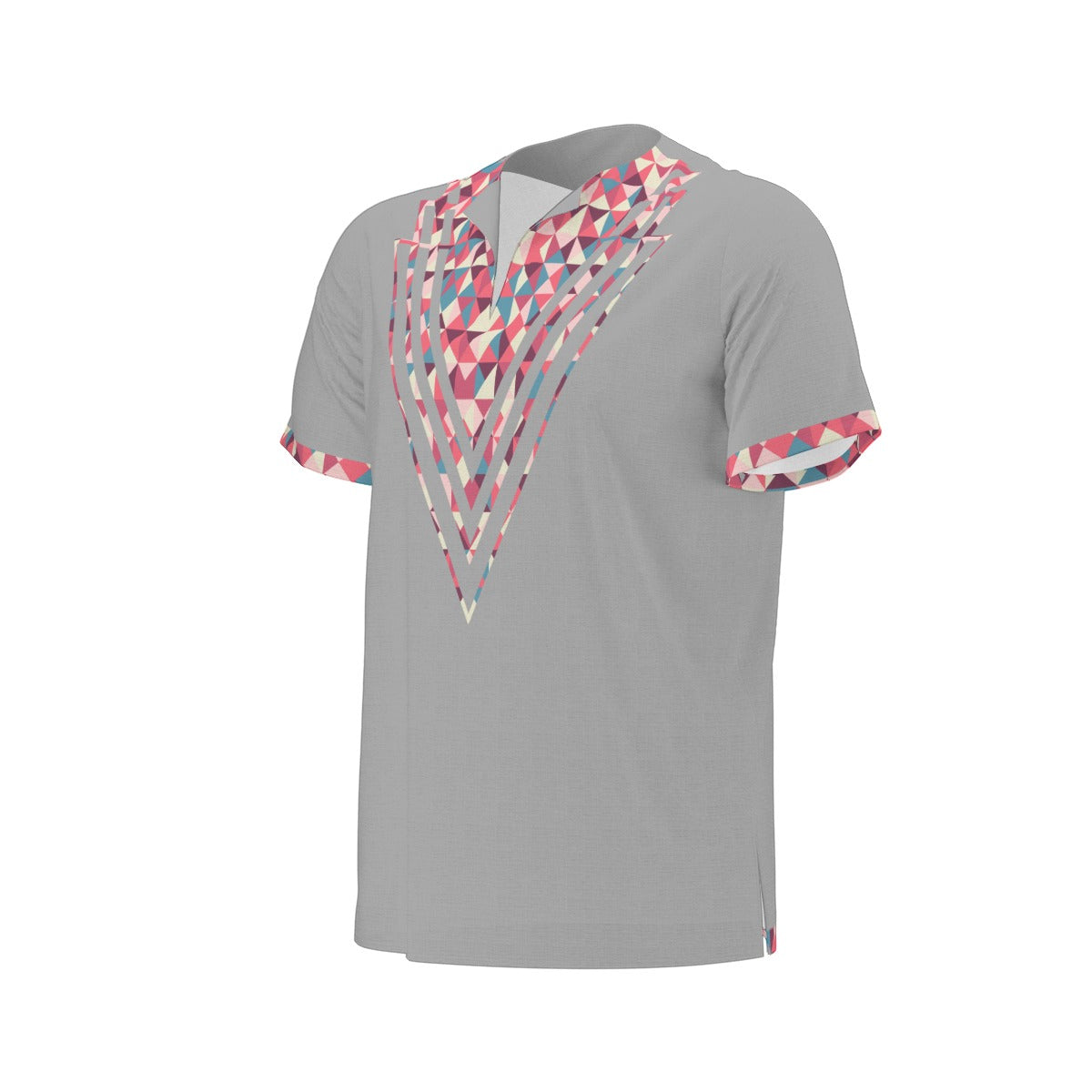 Grey Tribal All-Over Print  Men's African Dashiki Shirt