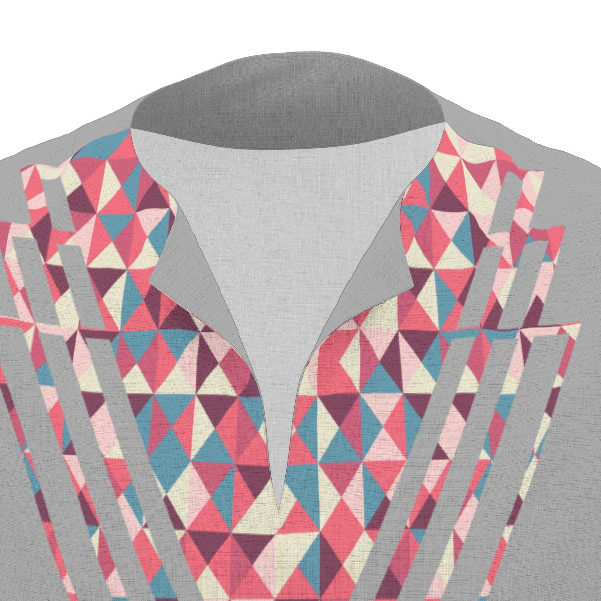 Grey Tribal All-Over Print  Men's African Dashiki Shirt