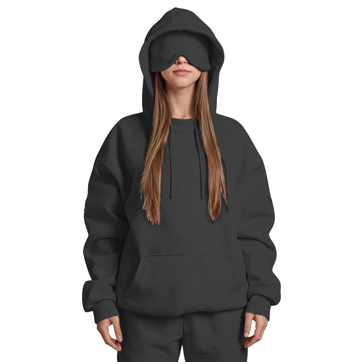 Women's Travel Nap Hoodie with Built-in Eye Mask|DTF