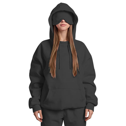 Women's Travel Nap Hoodie with Built-in Eye Mask|DTF