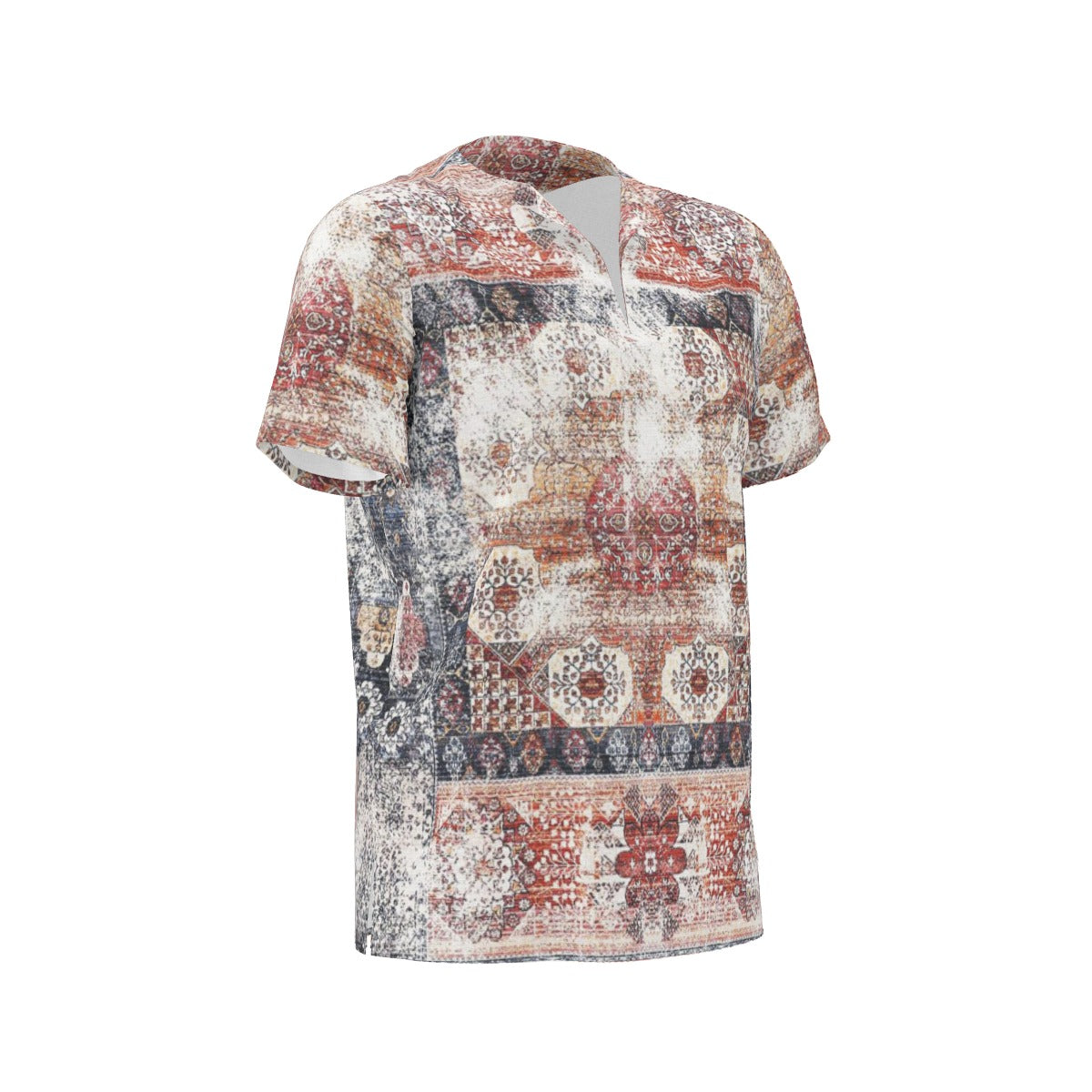 Washed Red All-Over Print  Men's African Dashiki Shirt