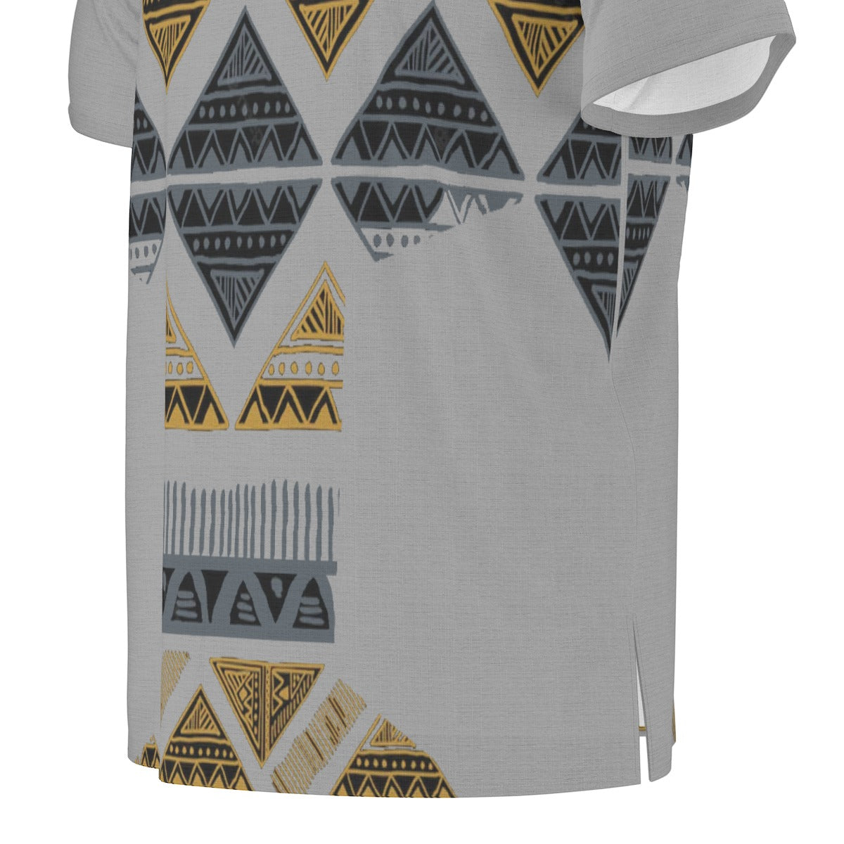 Grey All-Over Print  Men's African Dashiki Shirt