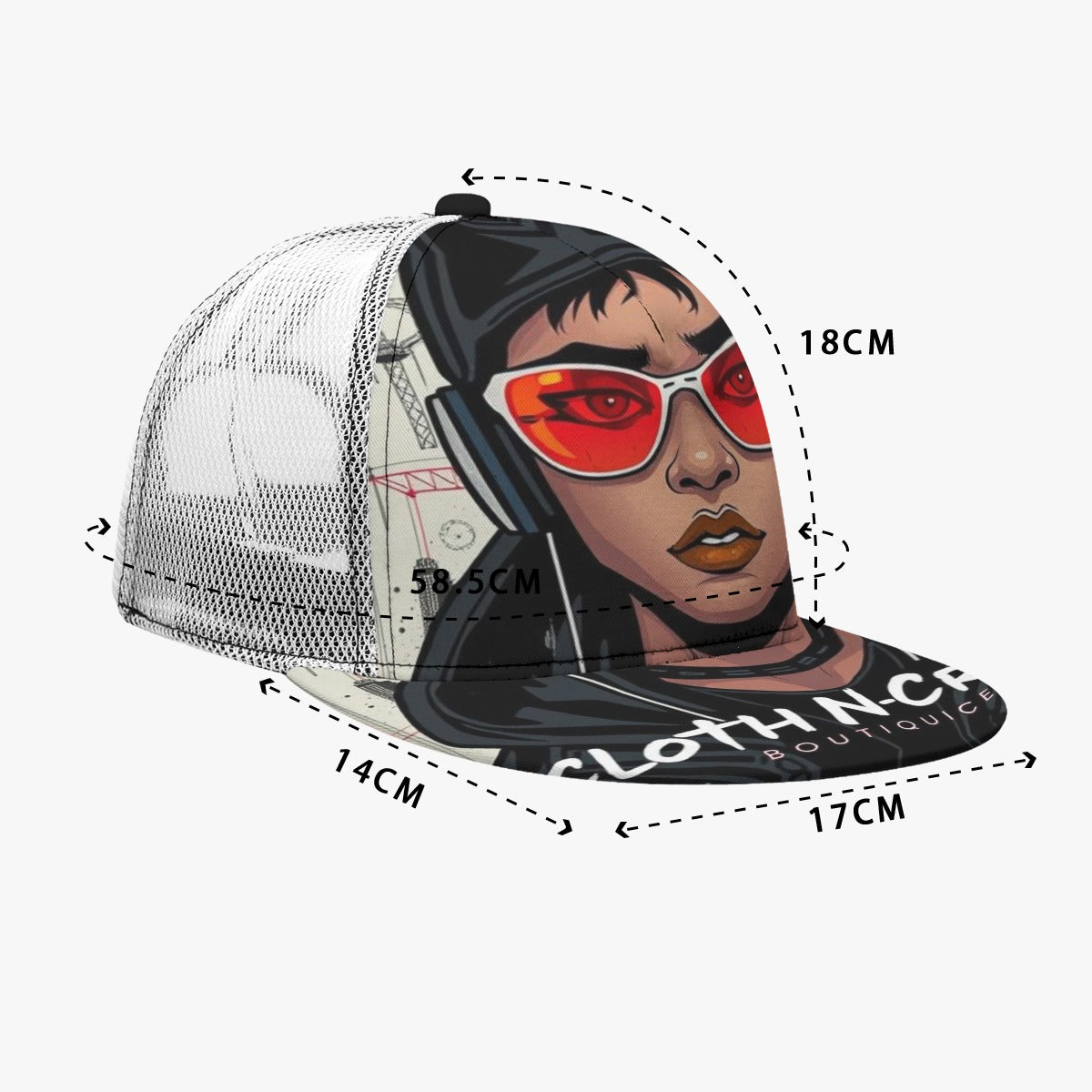 Sunset All-Over Print Black Buckle Flat-brimmed Mesh Cap With Box