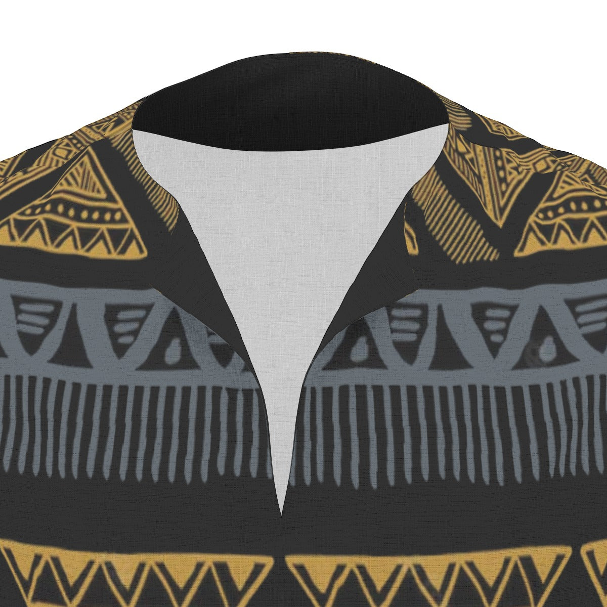 Black All-Over Print  Men's African Dashiki Shirt