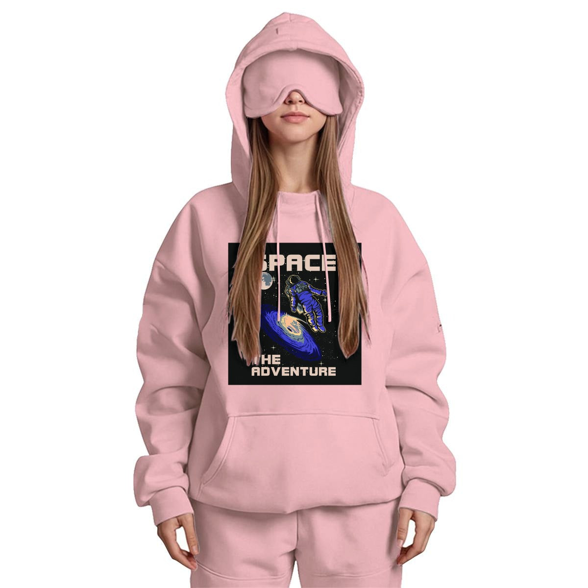 Women's Travel Nap Hoodie with Built-in Eye Mask|DTF