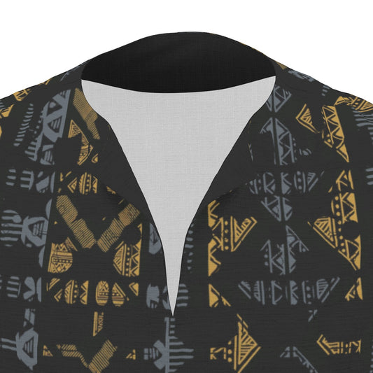 Black Traditional Men's African Dashiki Shirt shirt - product image 2 in black alternate view