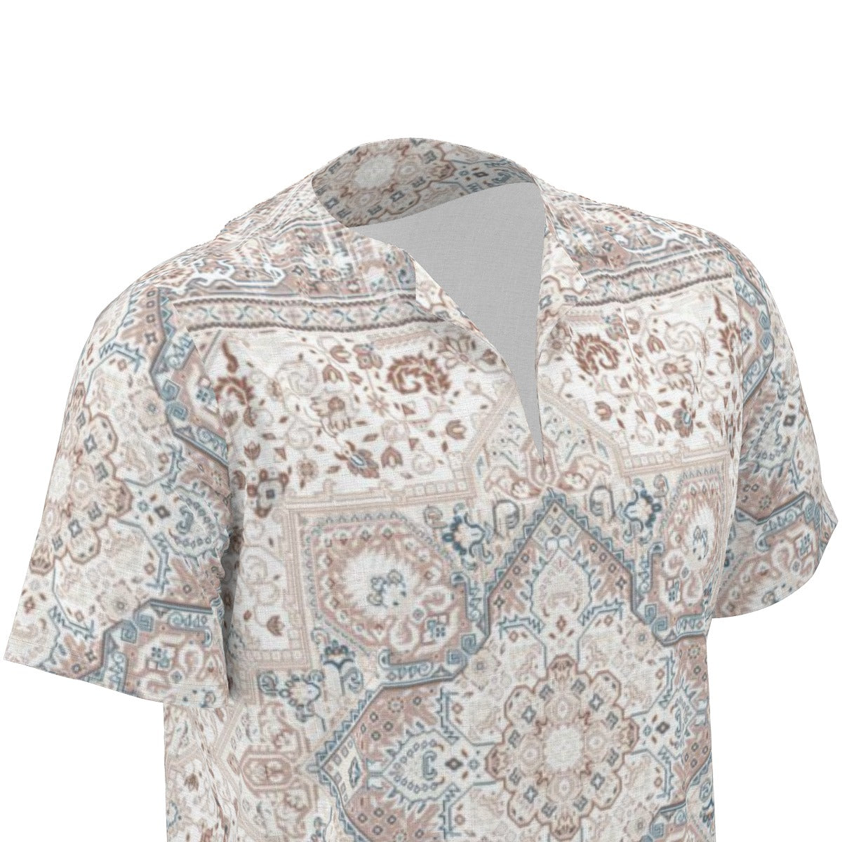Light Grey Pattern All-Over Print  Men's African Dashiki Shirt