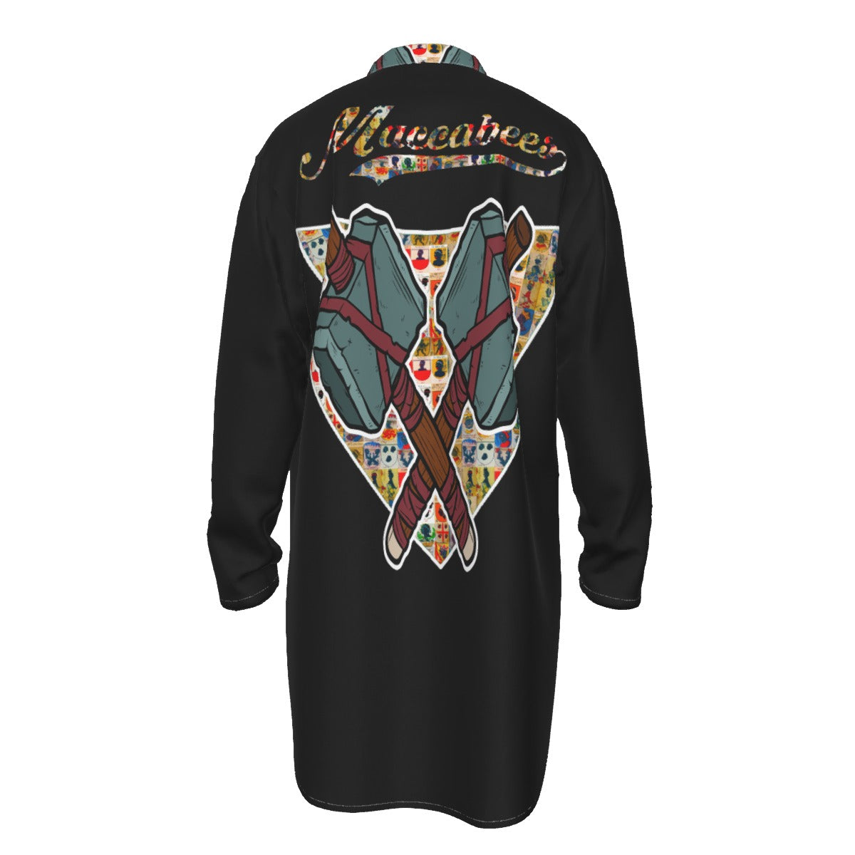 All-Over Print Men's Stand-up Collar Long Shirt