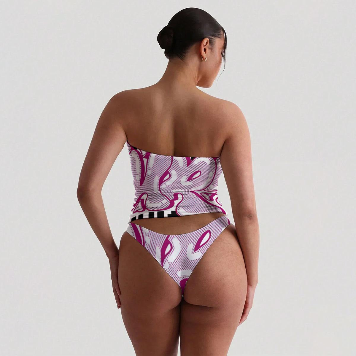 Creative All-Over Print Women's Strapless Tube Top Set