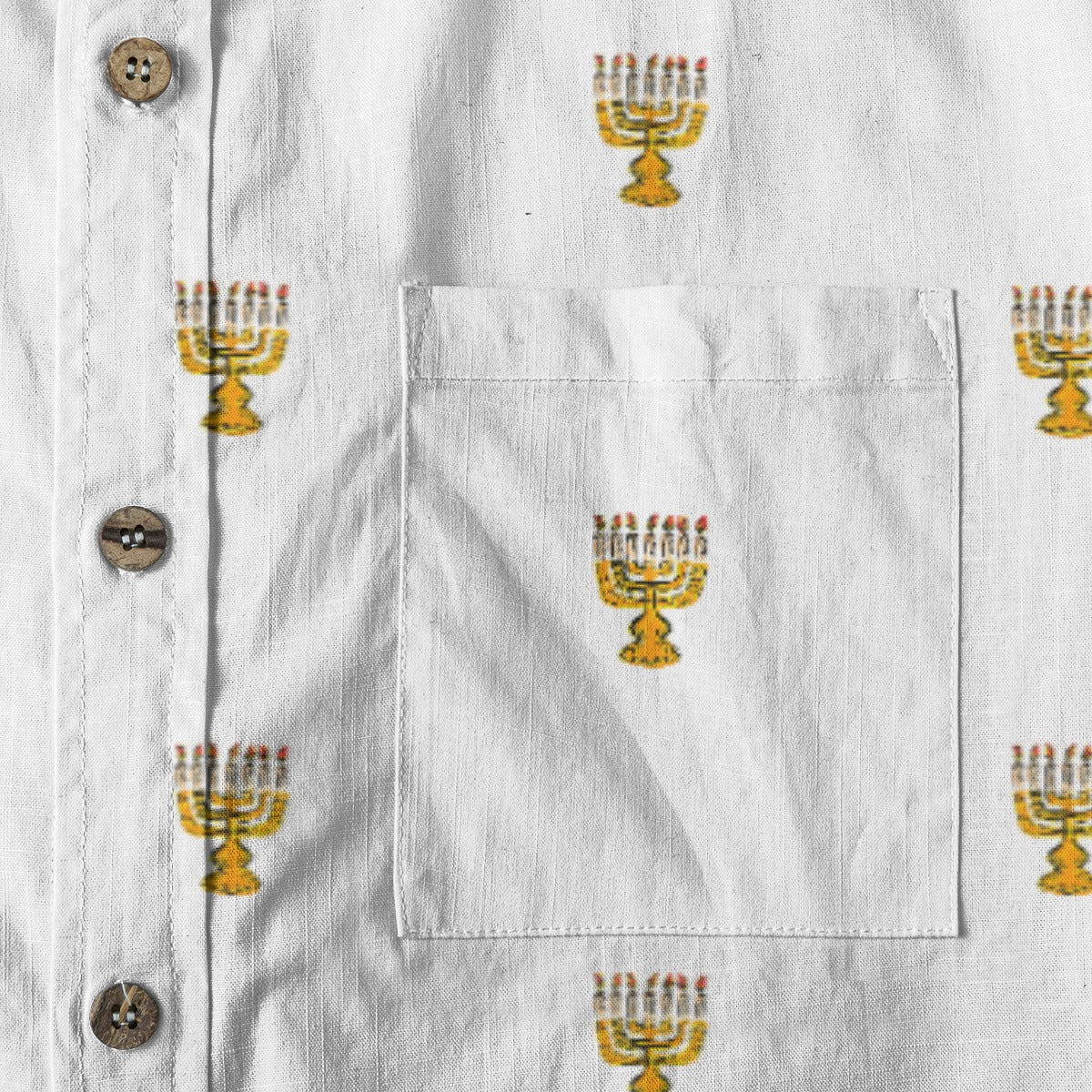 Menorah Men's Breathable White Bamboo Cotton Shirt