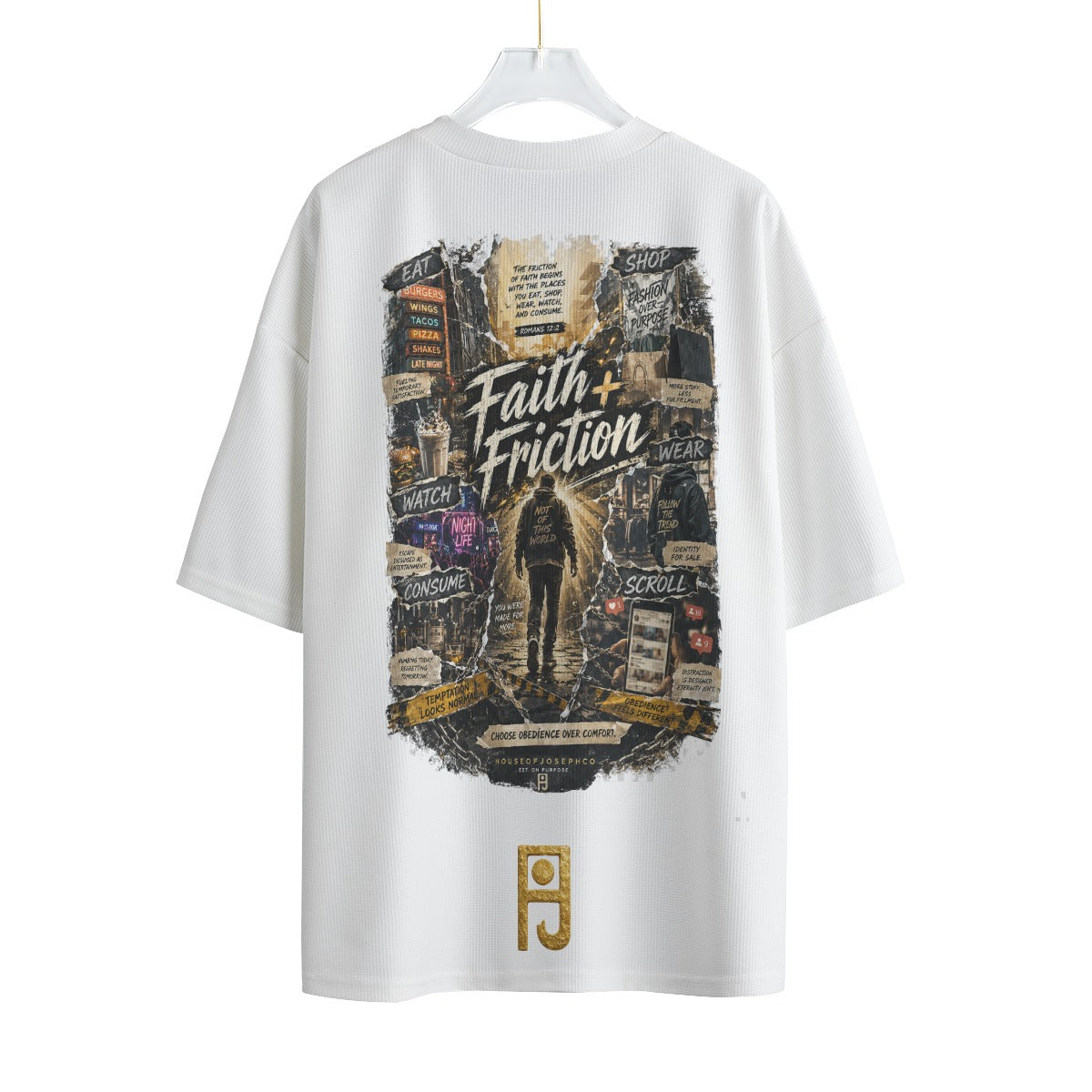 Faith and Friction All-Over Print Unisex Drop-shoulder T-shirt
