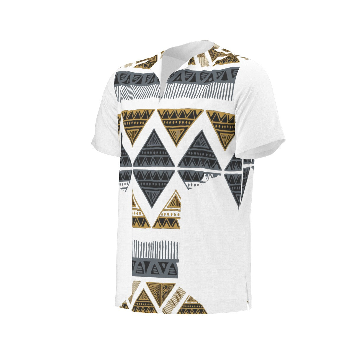 White All-Over Print  Men's African Dashiki Shirt