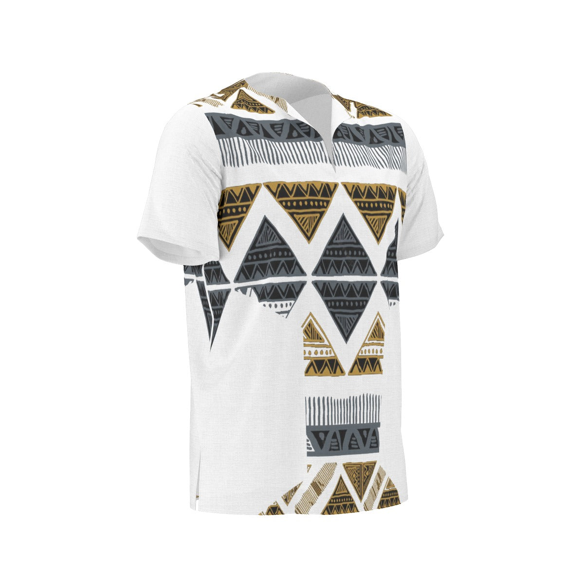 White All-Over Print  Men's African Dashiki Shirt
