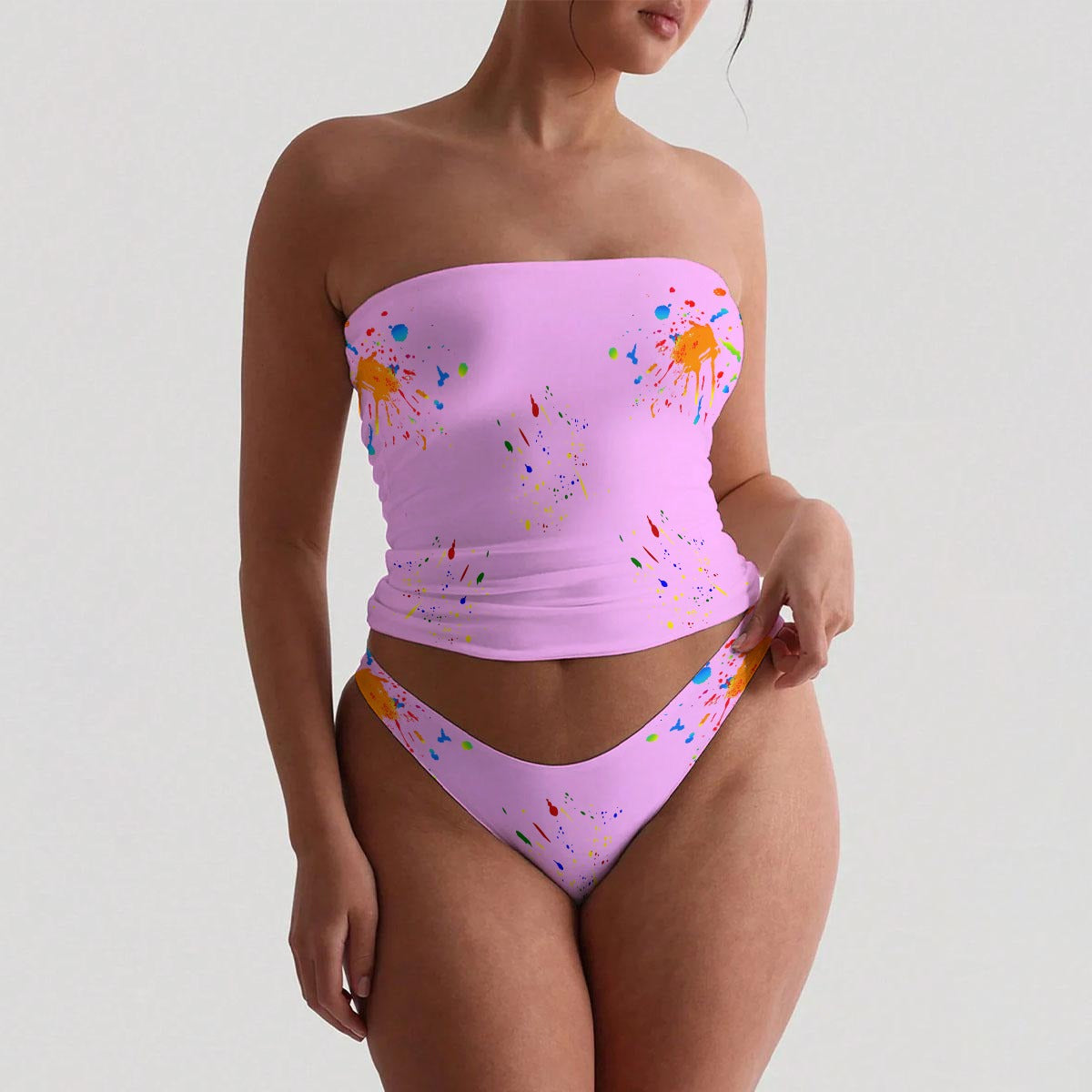 All-Over Print Women's Strapless Tube Top Set