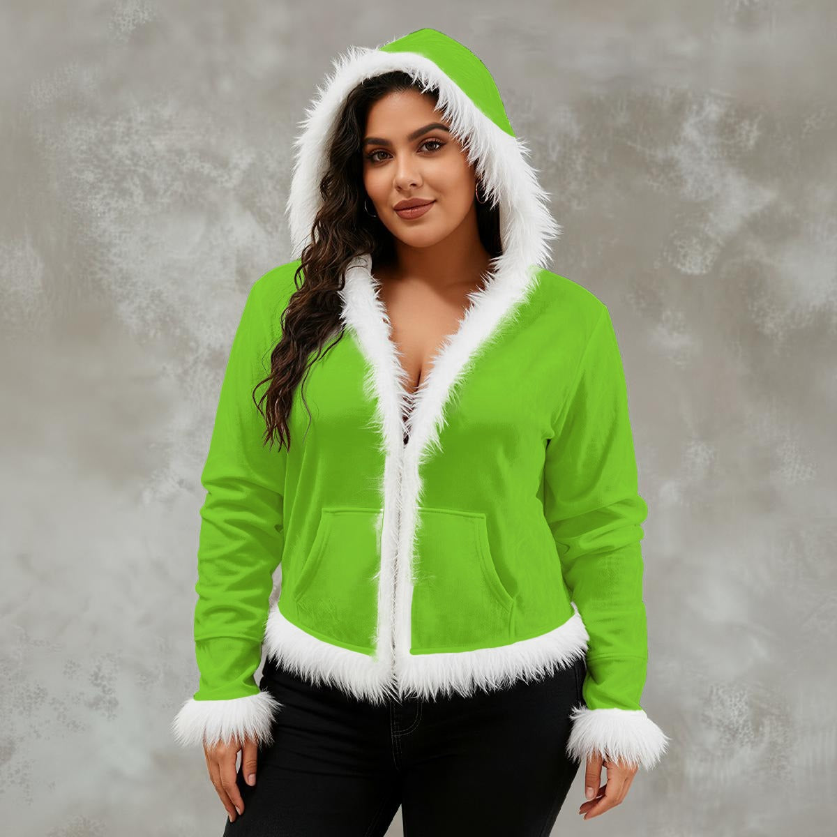 Women's Faux Fur Trim Hooded Jacket | Velvet