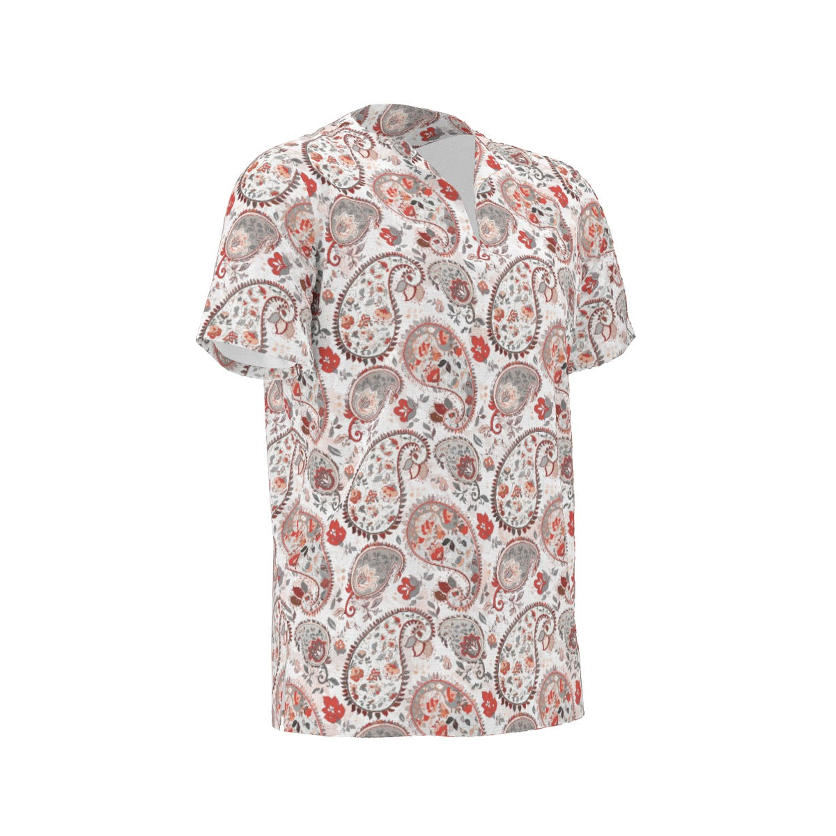 Paisley Red All-Over Print  Men's African Dashiki Shirt