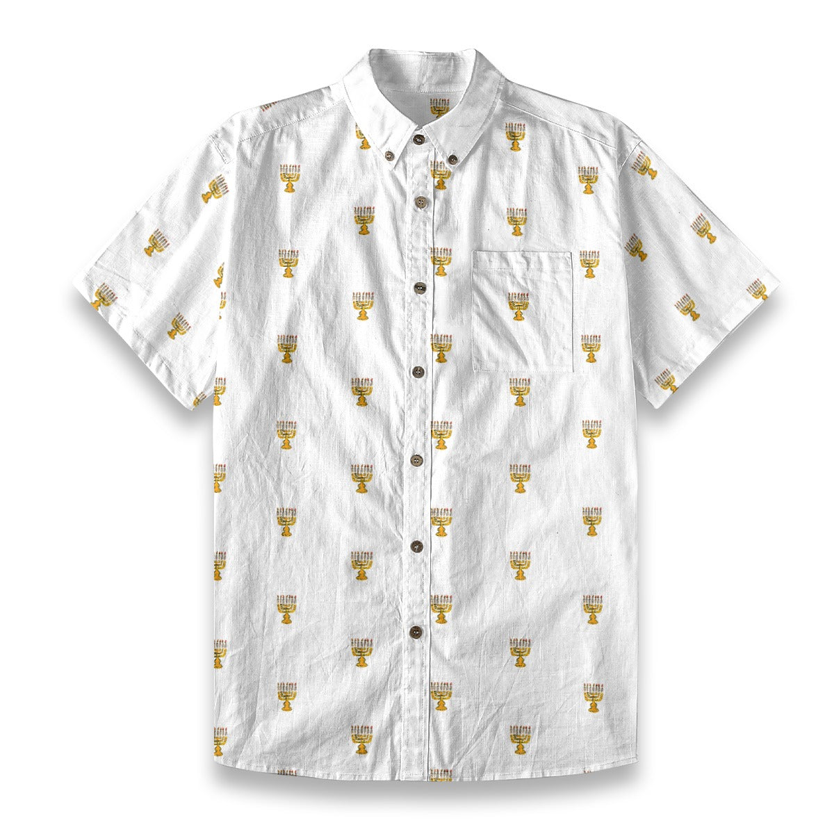 Menorah Men's Breathable White Bamboo Cotton Shirt