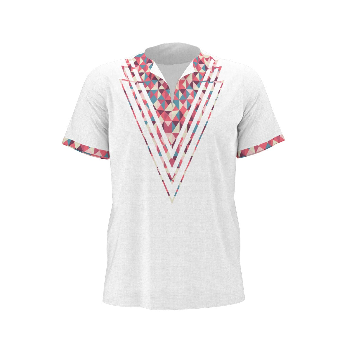 White Tribal All-Over Print  Men's African Dashiki Shirt