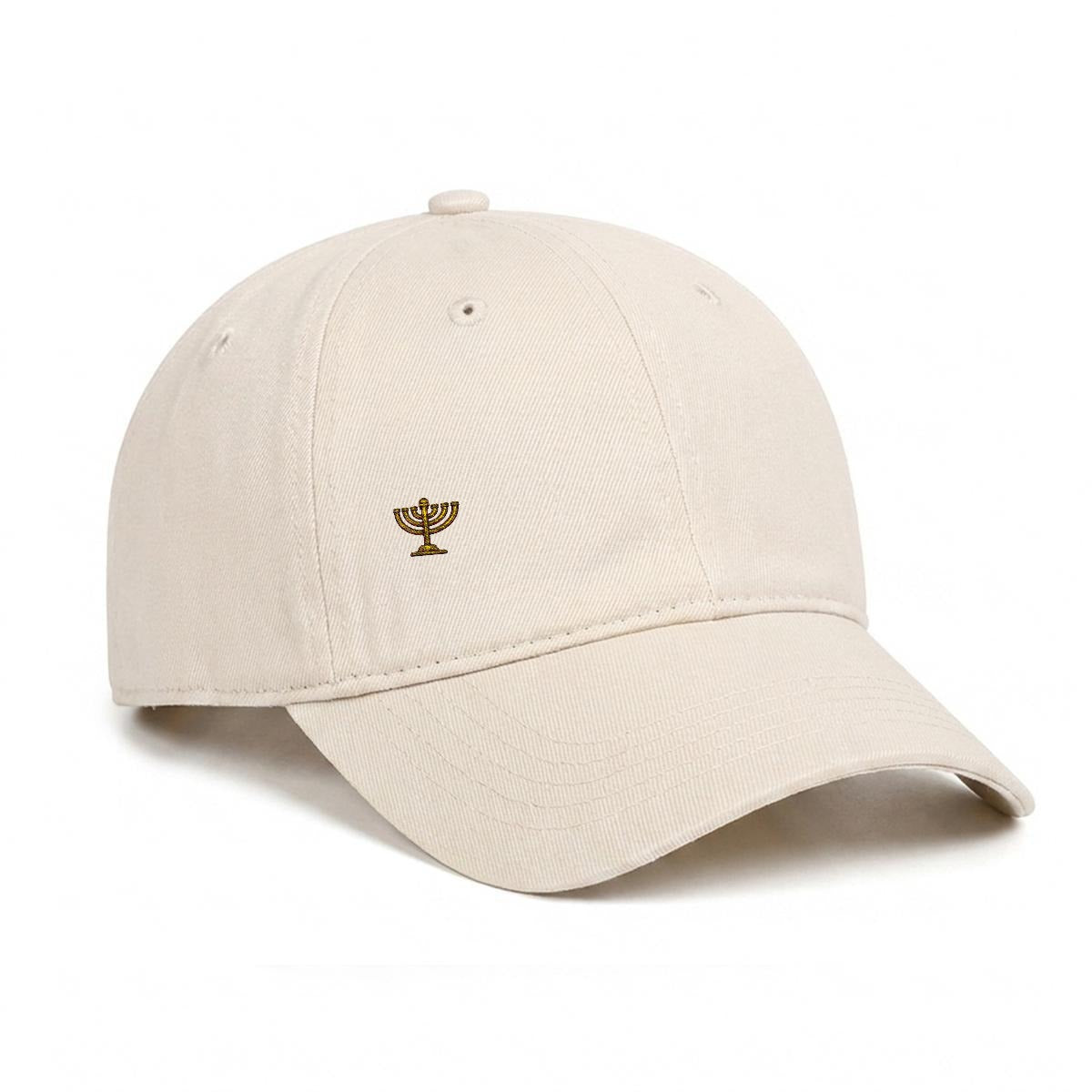 Menorah Embroidery Soft-Crown Flat Cap