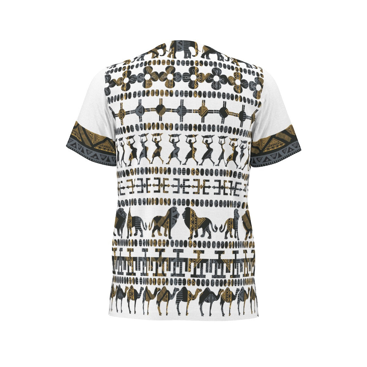 White Traditional All-Over Print  Men's African Dashiki Shirt