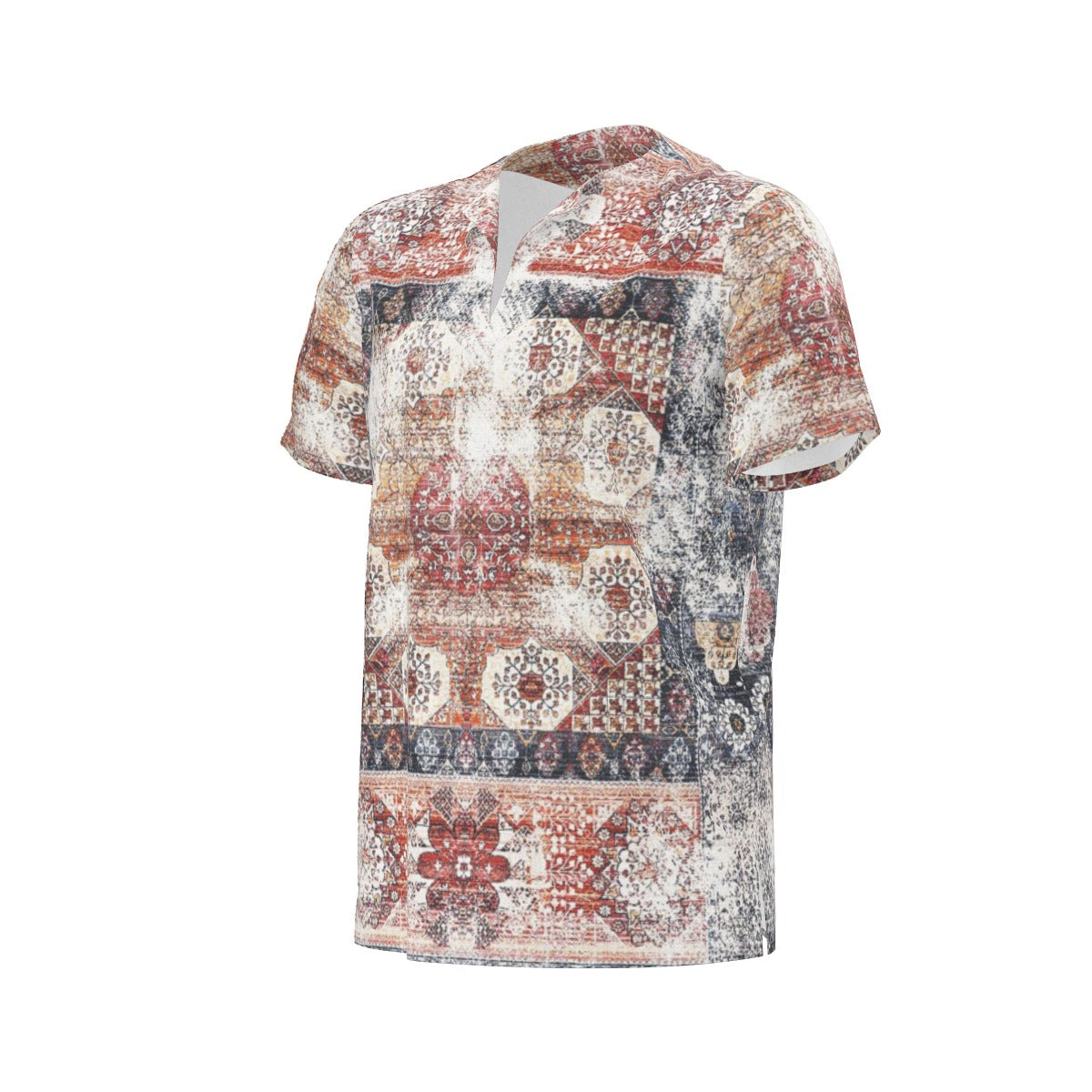 Washed Red All-Over Print  Men's African Dashiki Shirt