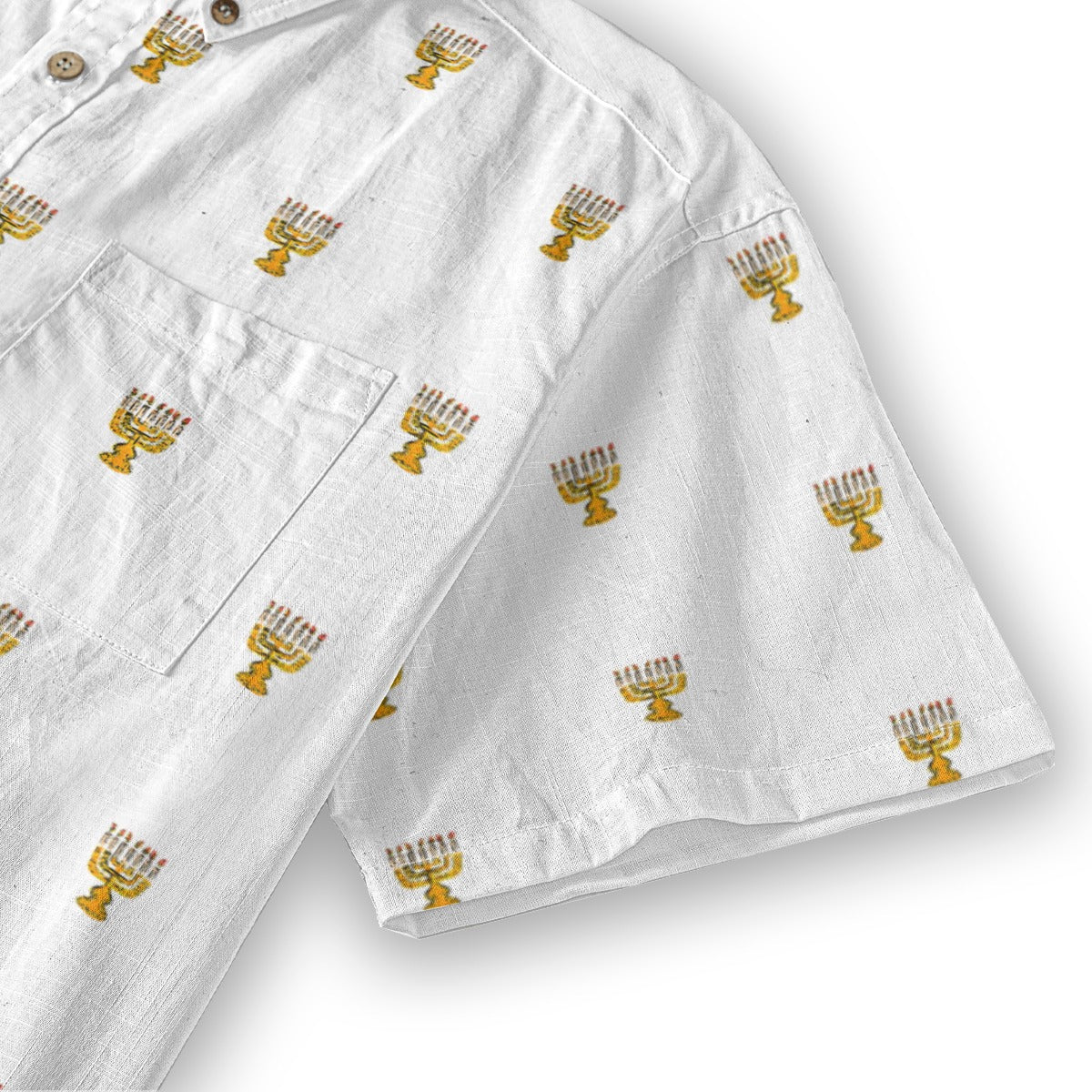 Menorah Men's Breathable White Bamboo Cotton Shirt