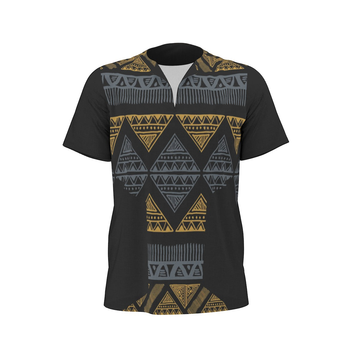 Black All-Over Print  Men's African Dashiki Shirt