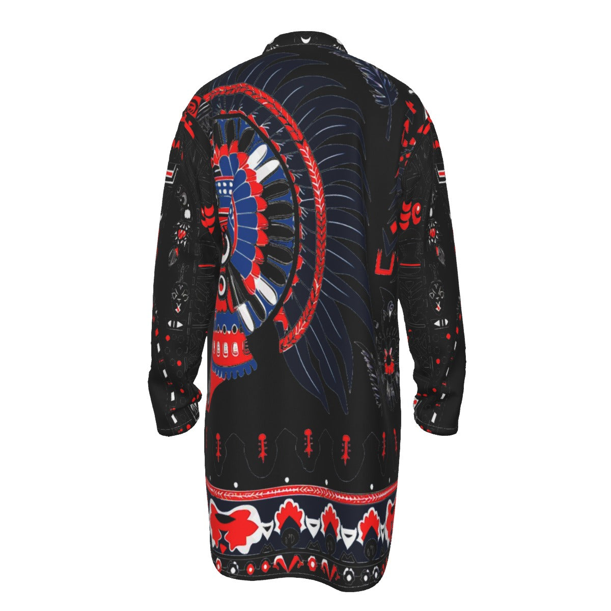 All-Over Print Men's Stand-up Collar Long Shirt