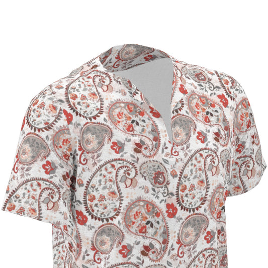 Paisley Red Men's African Dashiki Shirt shirt - product image 2 in red alternate view