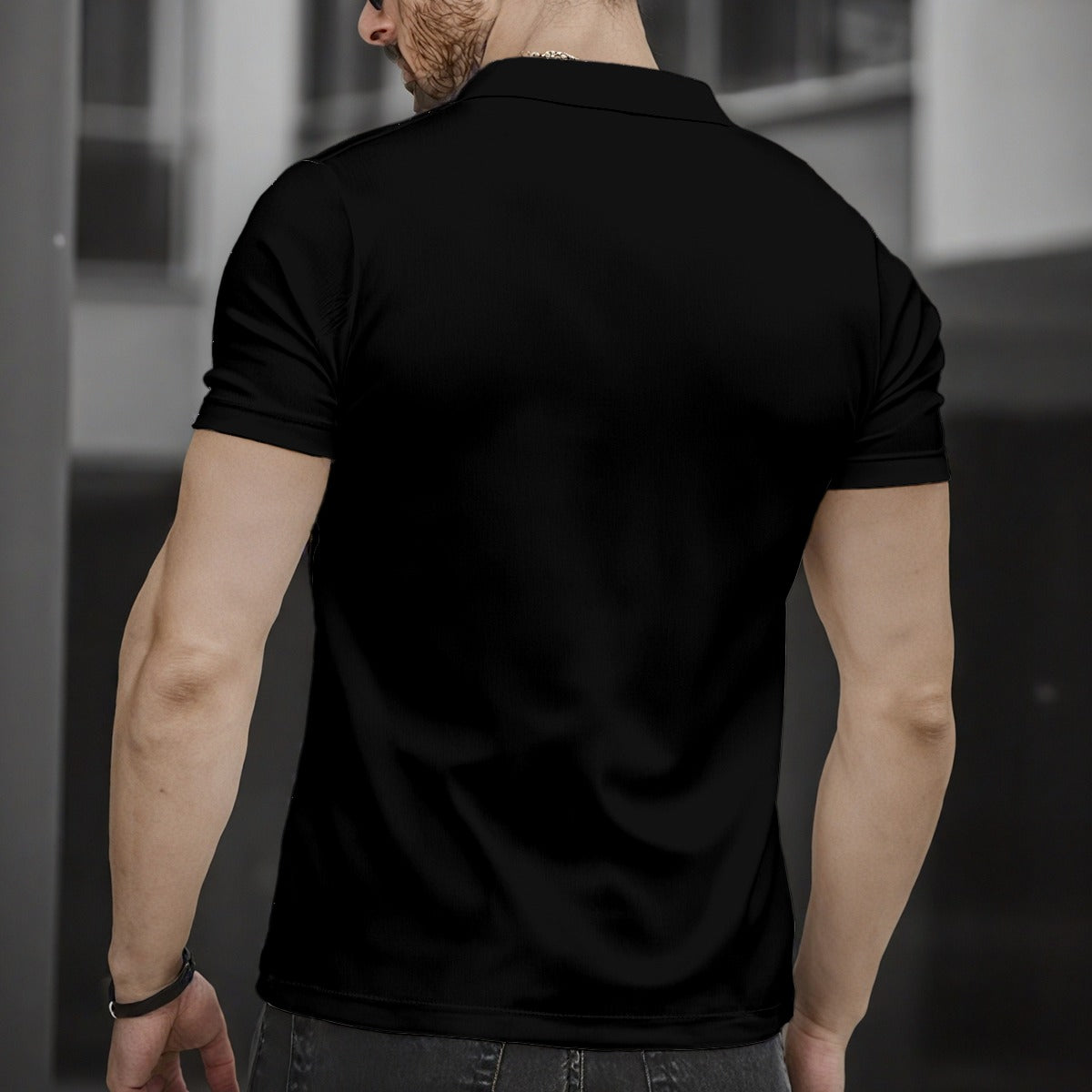 All-Over Print Men's Short Sleeve Button Polo Shirt