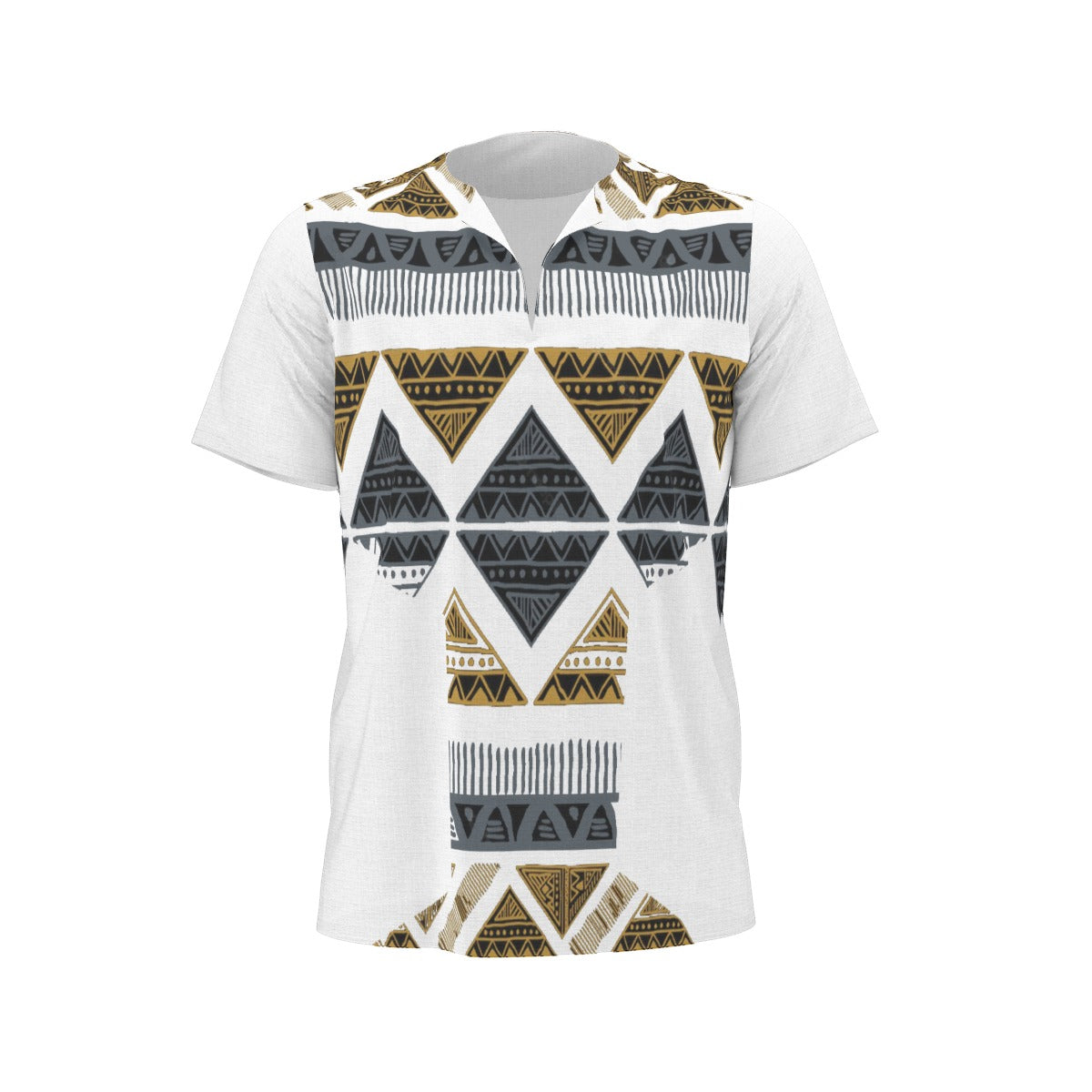 White All-Over Print  Men's African Dashiki Shirt