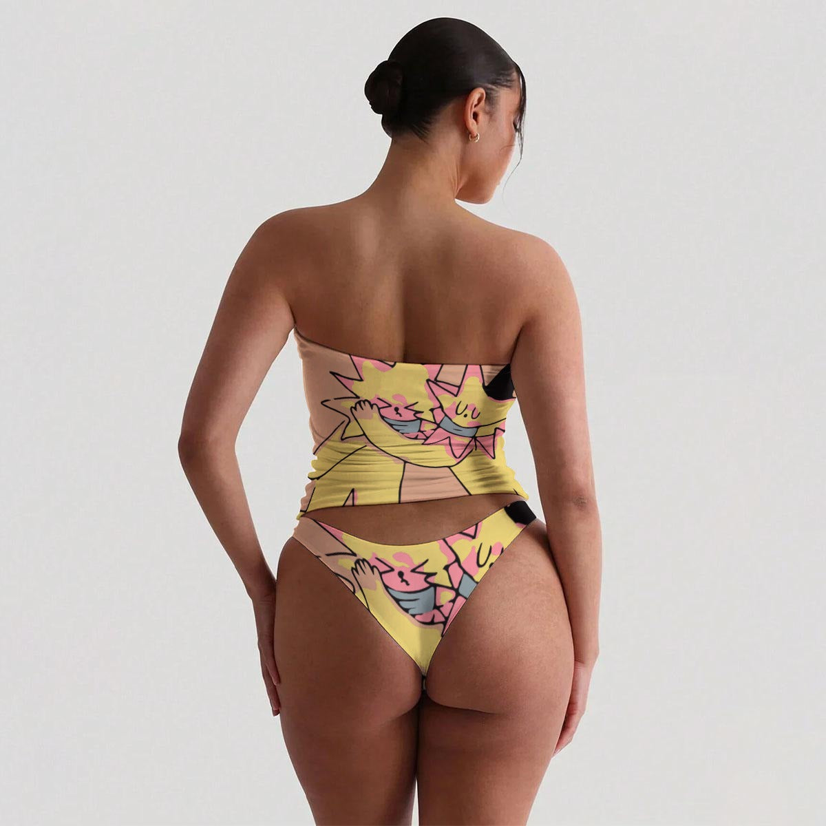 Twins All-Over Print Women's Strapless Tube Top Set