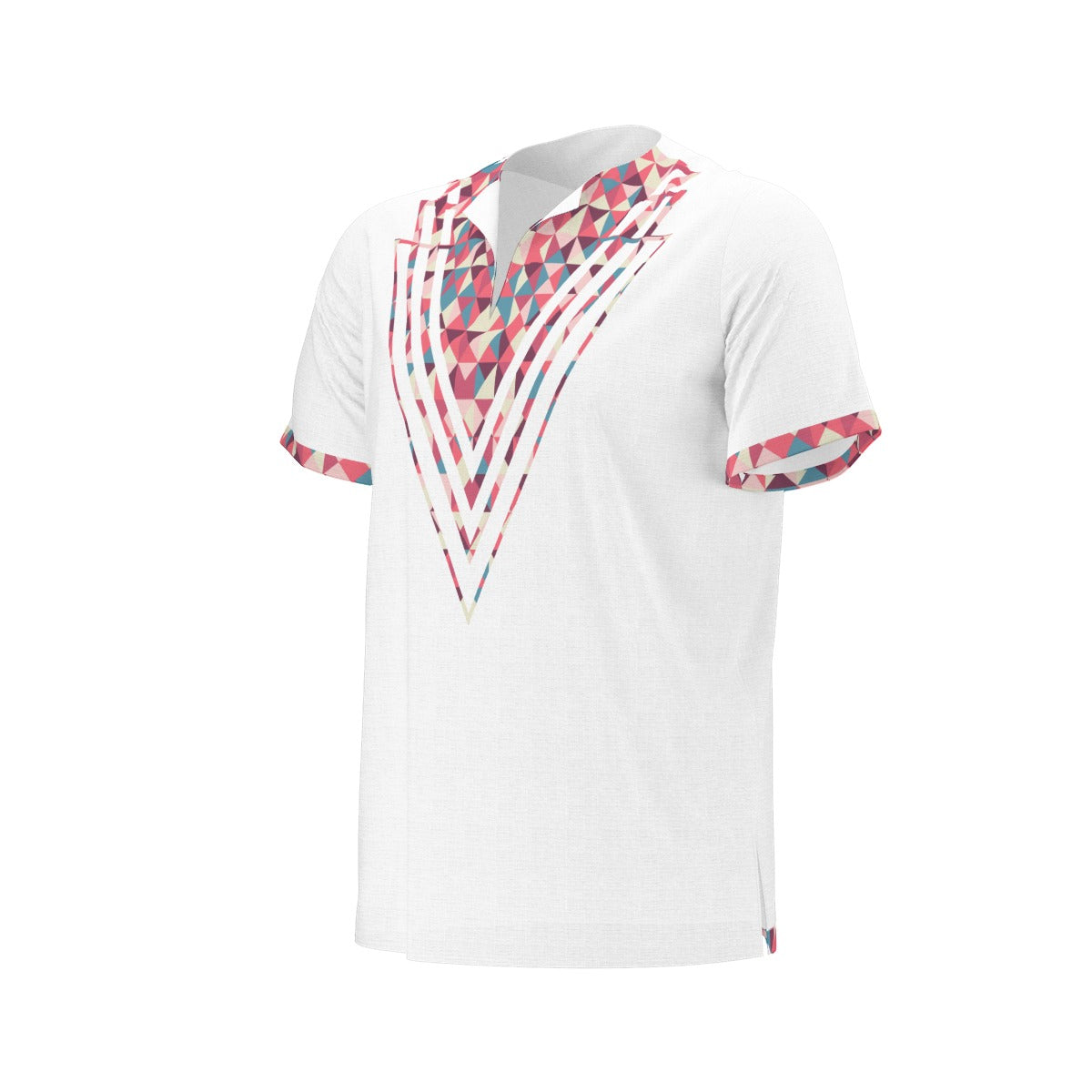 White Tribal All-Over Print  Men's African Dashiki Shirt